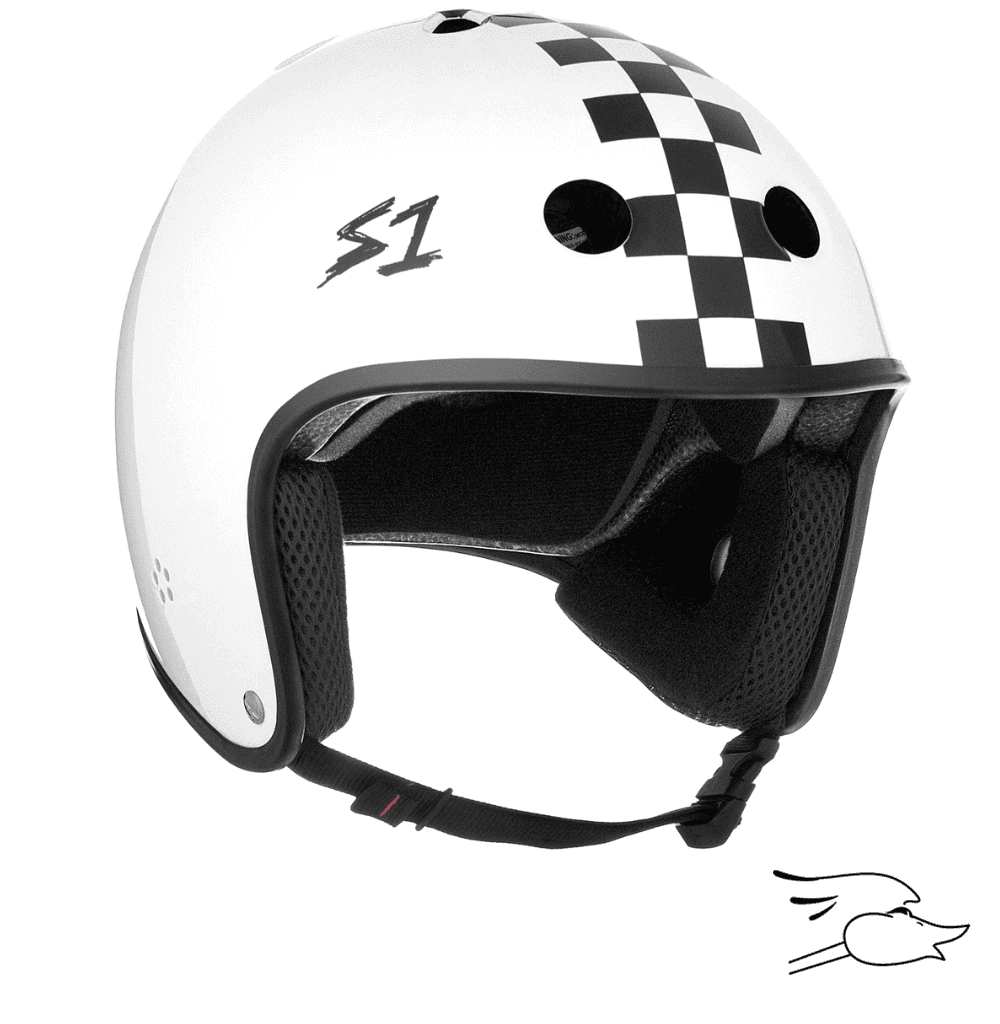 CASCO S-ONE RETRO LIFER WHITE GLOSS W/ BLACK CHECKERS
