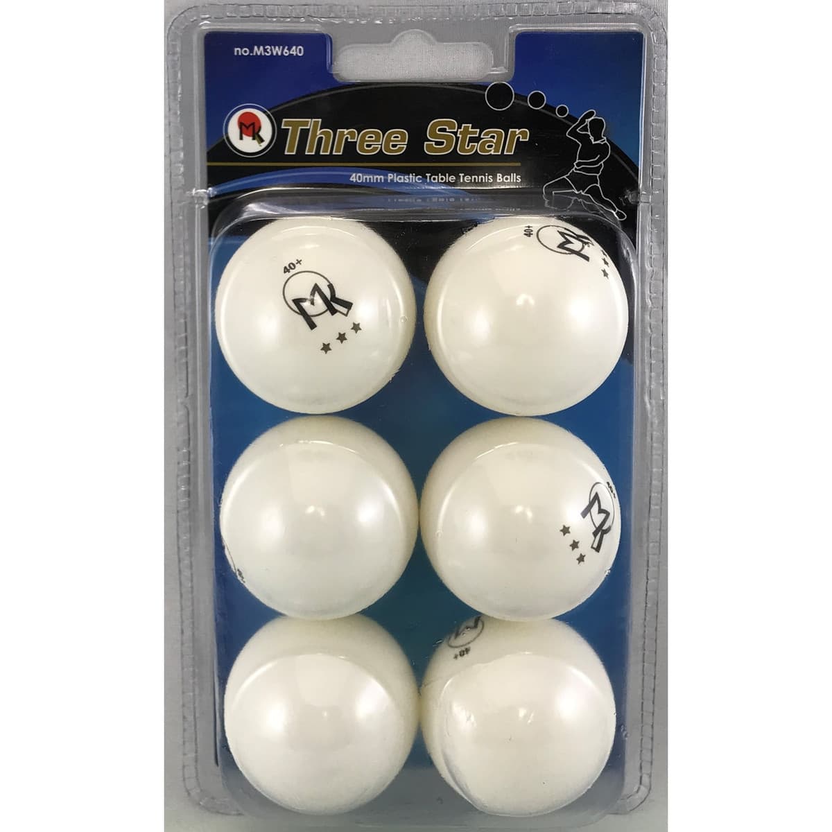BOLAS MK PING PONG 3 STAR 40MM WHITE X 6